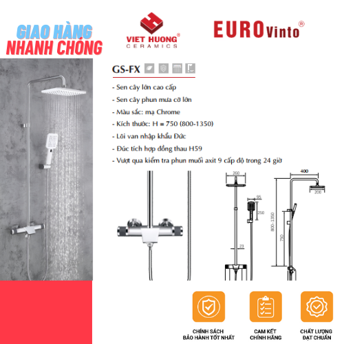 BỘ SEN TẮM ĐỒNG THAU NÓNG LẠNH EUROVINTO CAO CẤP MÃ GS-FX
