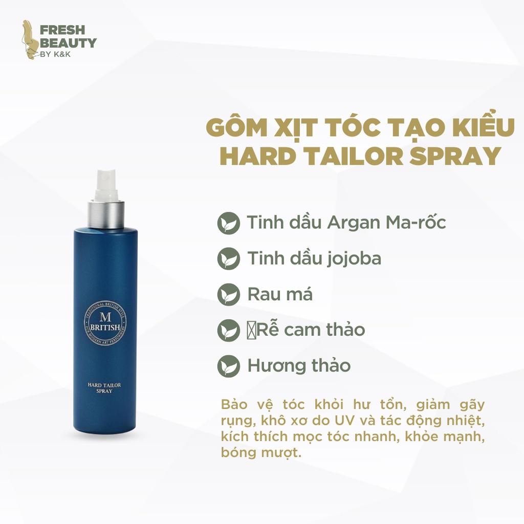 Gôm xịt tóc nam nữ BRITISH M Hard Tailor Spray giữ nếp, dễ dàng đổi kiểu 80ml