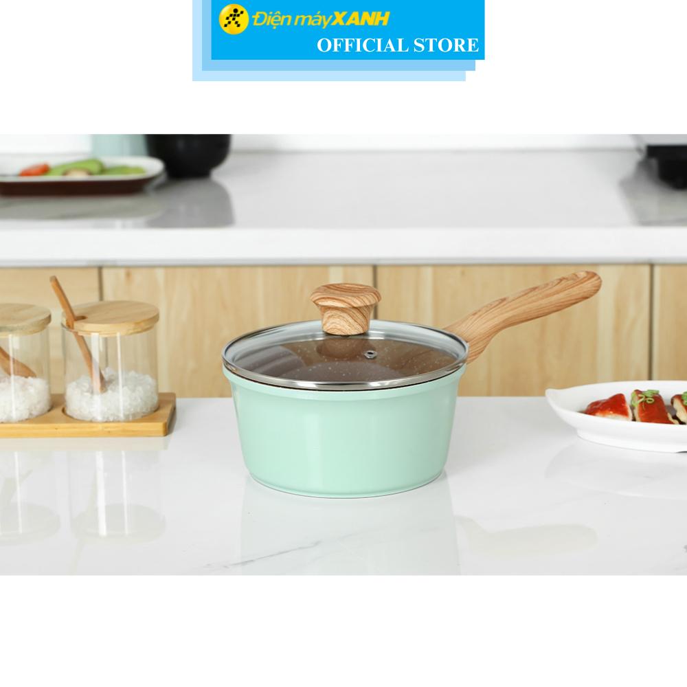 Quánh nhôm chống dính nắp kính 18 cm Green Cook GCS225-18IH