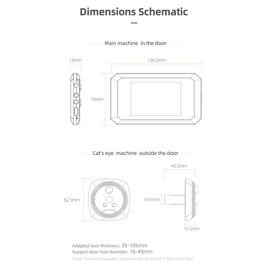 Door Peephole Viewer with Chime 3.5in for Office