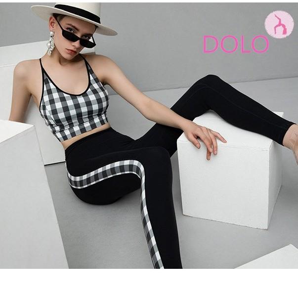 BỘ TẬP YOGA- GYM- AEROBIC KARO - áo BRA có mút, quần cạp cao, thun spandex cao cấp-Quảng châu
