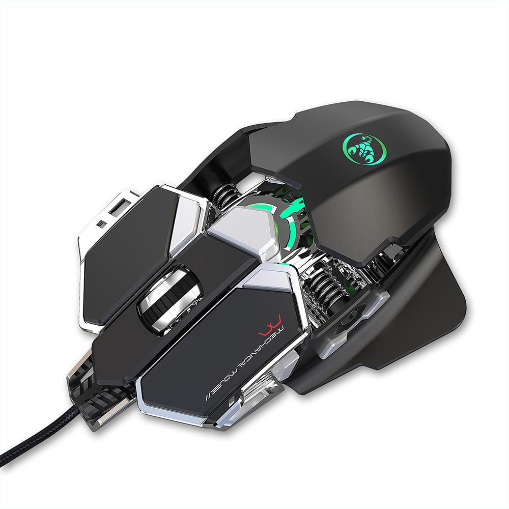 Chuột chơi game có dây HXSJ J600 lập trình macro chín phím với sáu DPI có thể điều chỉnh Hiệu ứng ánh sáng RGB đầy màu sắc