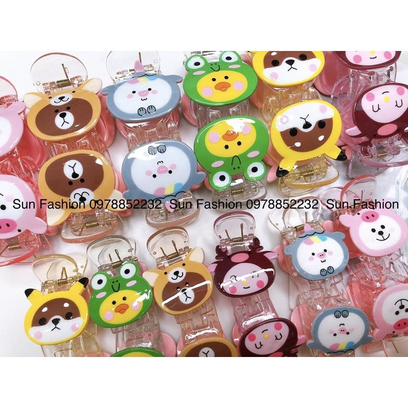 Kẹp tóc càng cua trong suốt 3 răng, 5 răng hình thú, con vật, hoạt hình, trái cây, 12 con giáp màu sắc đáng yêu