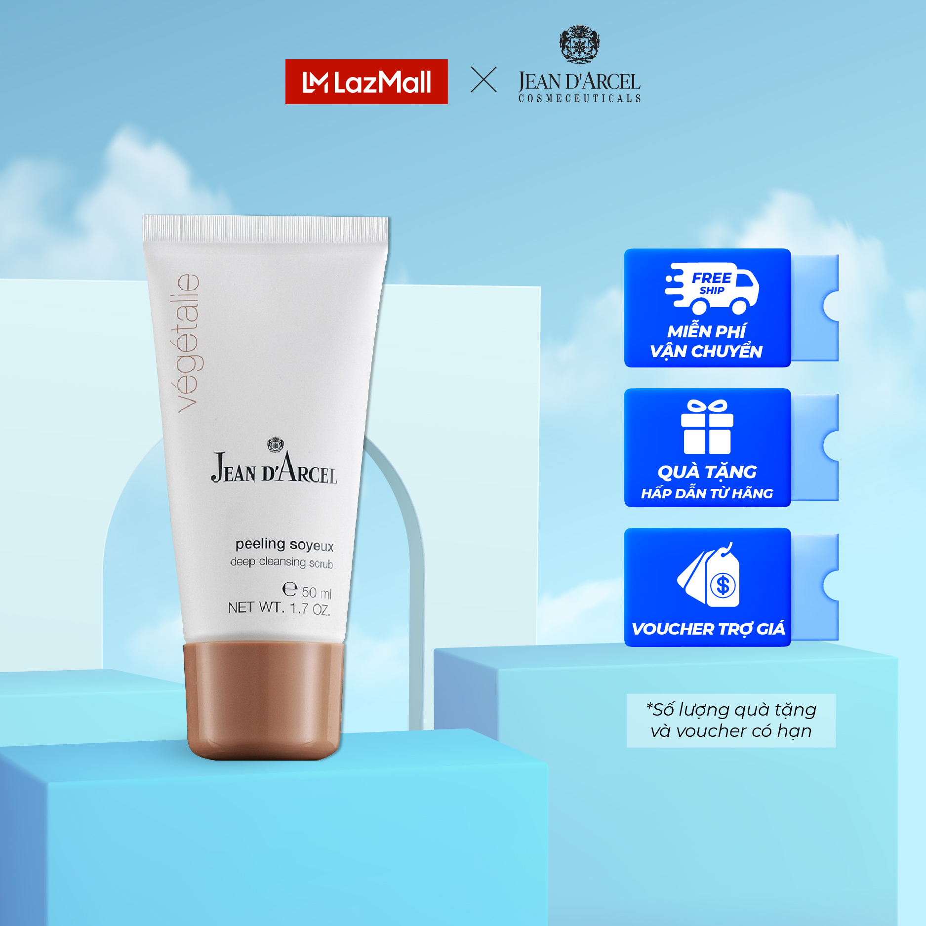 Combo 2 J135 Tẩy tế bào chết dạng hạt thế hệ mới Vegetalie - Deep Cleansing Scrub 50ml - Jean d'Arcel