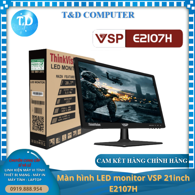 Màn hình máy tính 21inch VSP E2107H (20.7&quot; FHD 60Hz, HDMI+VGA) – Hàng chính hãng TECH VISION phân phối