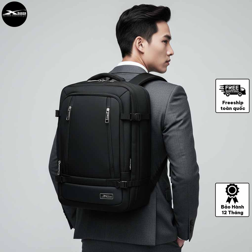 Balo Du Lịch Phượt Xbags Leader Pro XB 2010 – Chống Thấm, Form Cứng Màu Đen