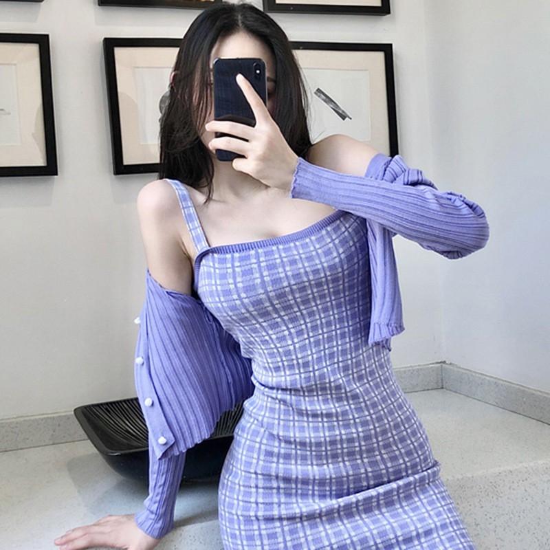 Áo khoác cardigan dệt kim dài tay cổ chữ V thiết kế cài nút thời trang nữ