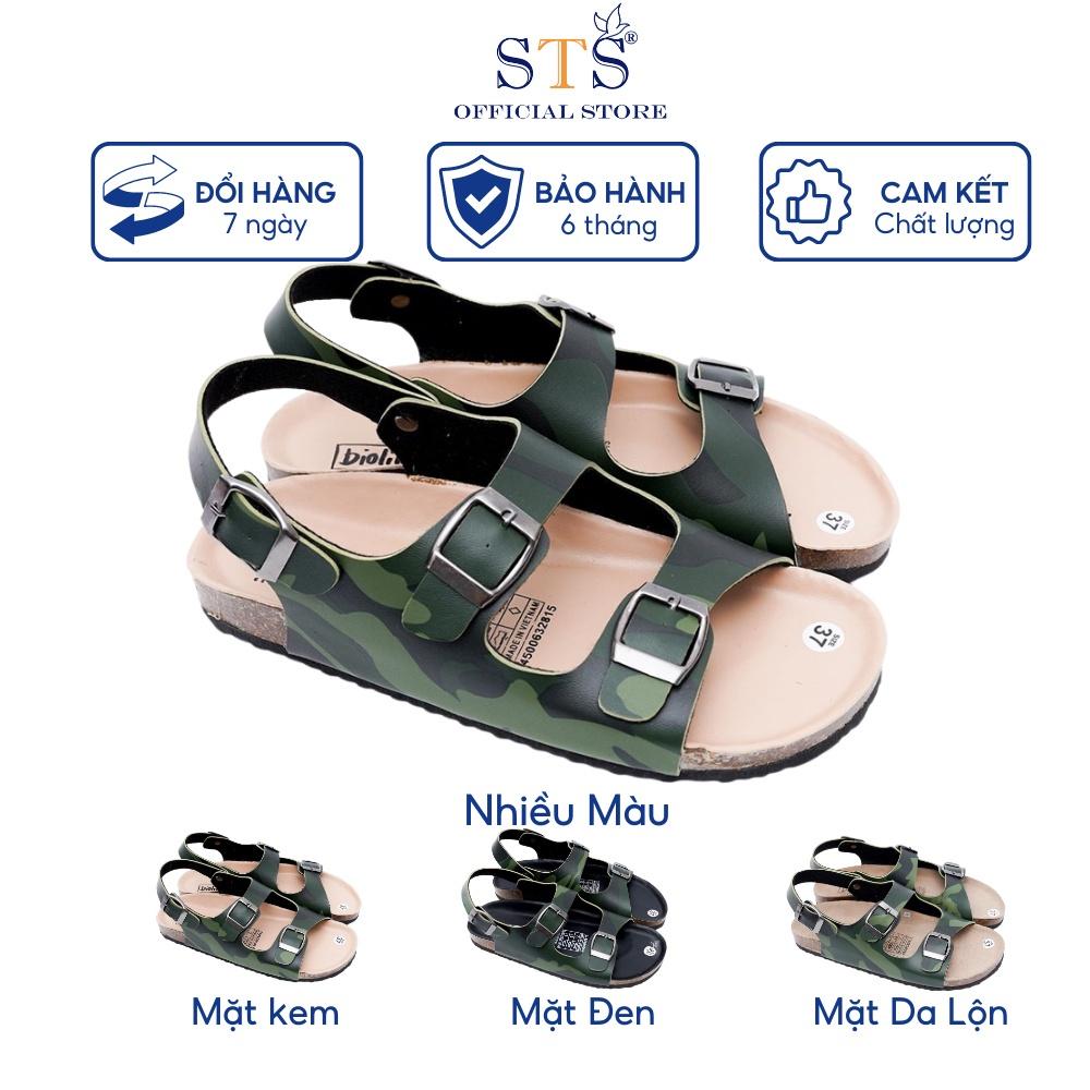 Giày Sandal Đế Trấu Mẫu Camo Rằn Ri Quai Ngang Da PU cao cấp xuất khẩu,Chống nước,dễ lau chùi CM02