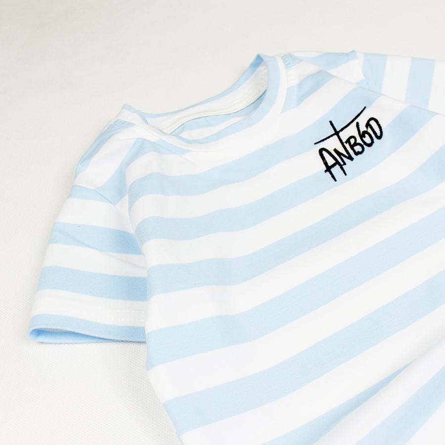 Áo thun thêu chữ AntB6D sọc ngang vải đẹp cho bé trai từ 22 kg đến 50 kg từ 7 đến 15 tuổi 06808-06817