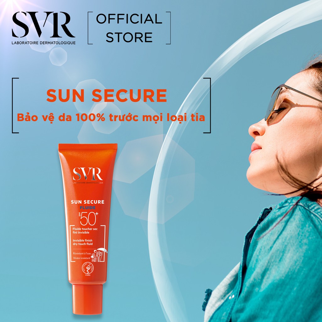 Kem Chống Nắng Kiềm Dầu, Không Gây Bóng Nhờn SVR Sun Secure Fluide SPF+ 50ml + Tặng 1 Băng Đô Tai Mèo ( Màu Ngẫu Nhiên)