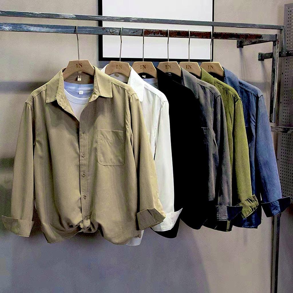 áo sơ mi trơn basic chất kaki cao cấp, nam nữ , form rộng, thời trang 4 mùa đơn giản, đi học đi chơi, đi làm, dễ phối đồ