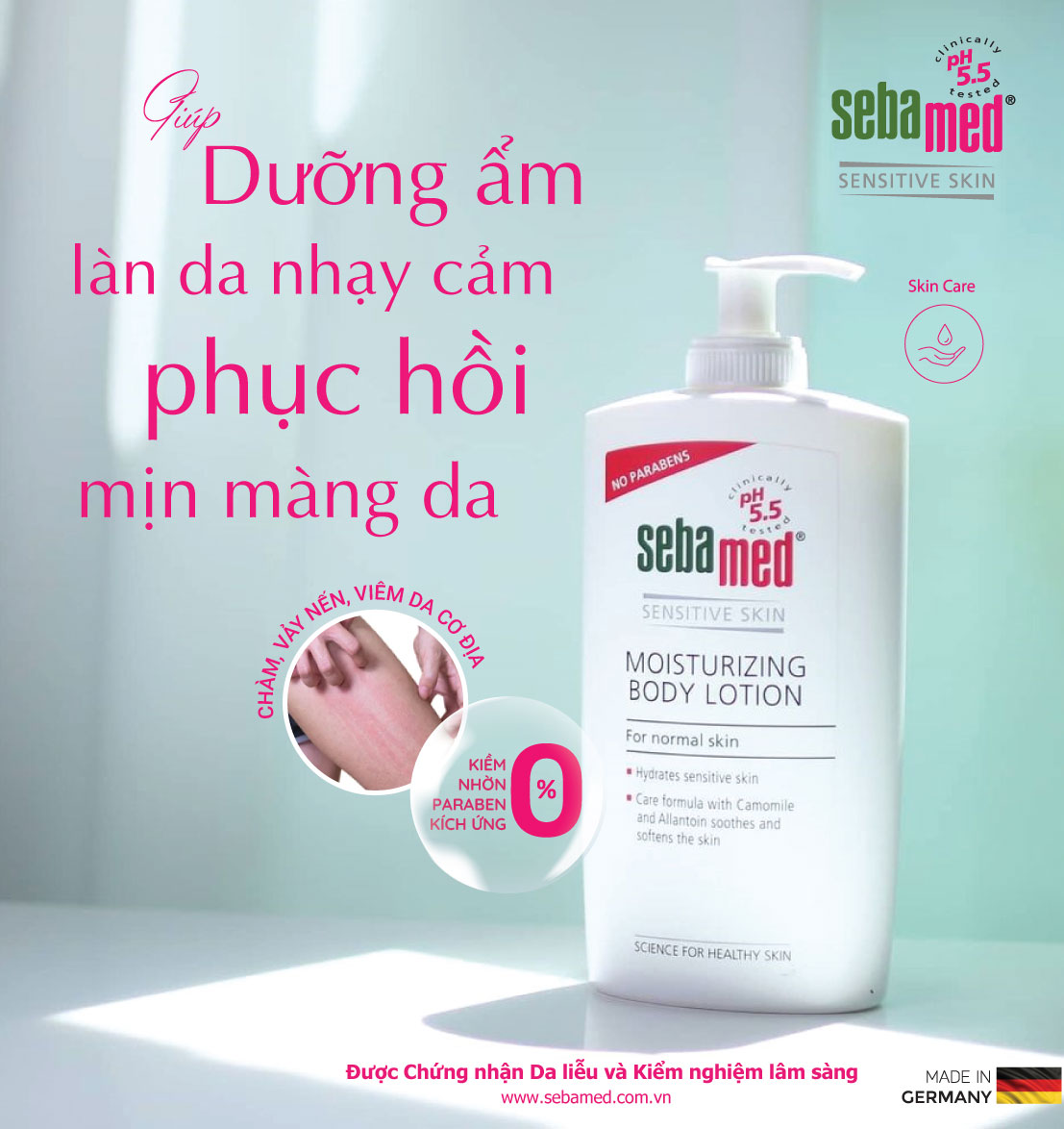 Sữa dưỡng thể cấp ẩm toàn thân cho da nhạy cảm Sebamed Moisturizing Body Lotion pH5.5