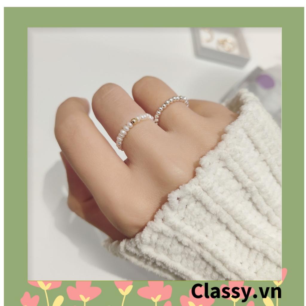 Nhẫn bằng nhựa Classy có đính hạt cườm nhiều màu dành cho nữ Classy PK1225