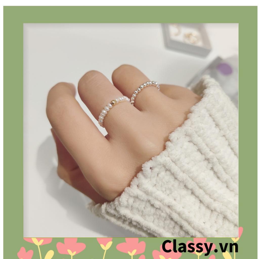 Nhẫn bằng nhựa  Classy có đính hạt cườm nhiều màu dành cho nữ Classy PK1225