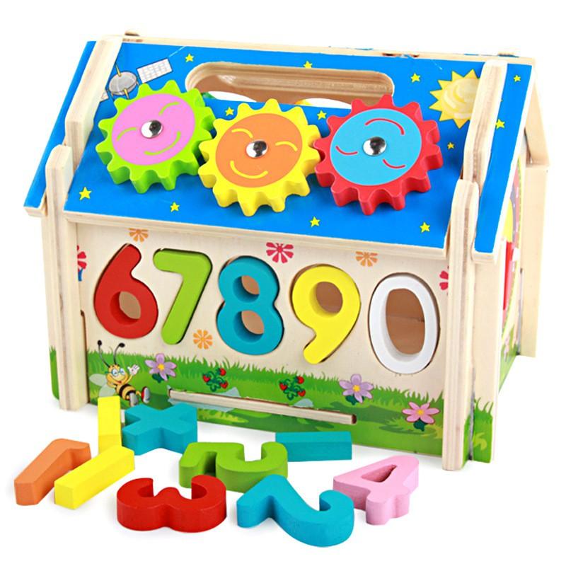 Nhà Thả Số Đập Bóng HCM-GIÁ SỈ Đồ Chơi Gỗ Montessori ,An Toàn,Màu Sắc Đẹp,Bé Luyện Kỹ Năng Tay và Số Học