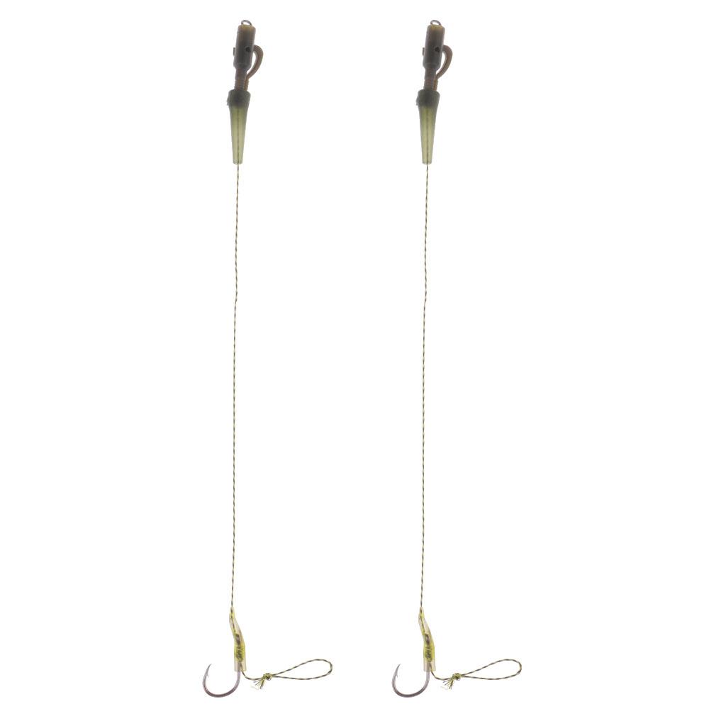 2pcs Braided Line Carp Fishing Hair Rigs Heavy Dury Clips Tackle Barbed Hooks High Carbon Steel Durable to use