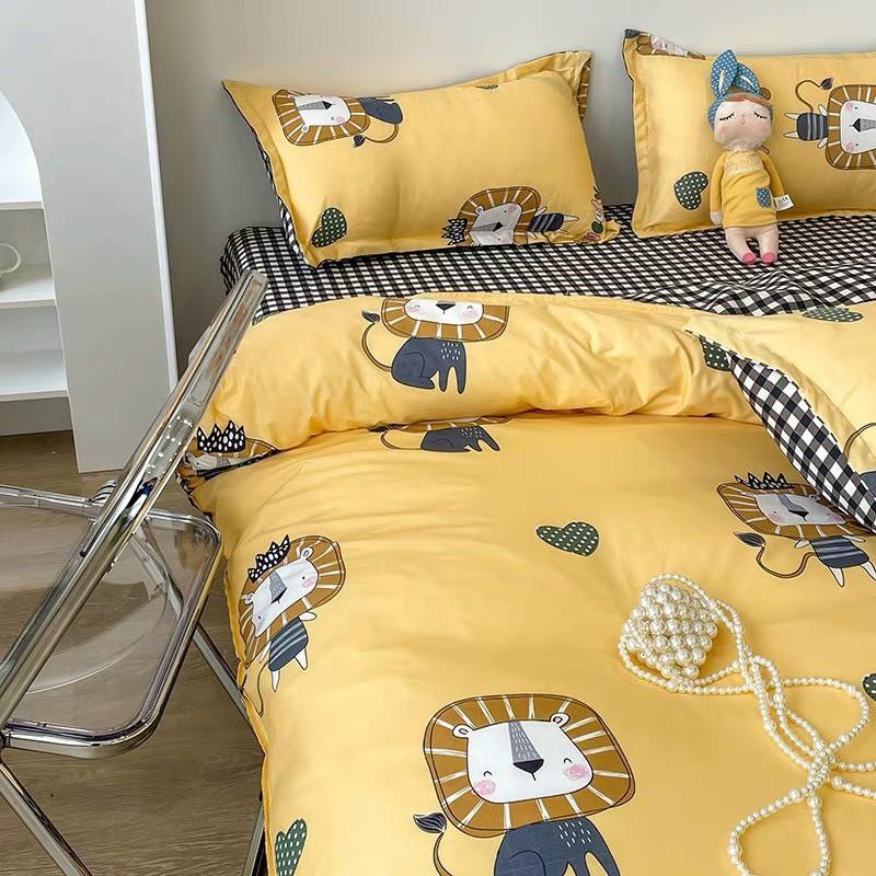 Bộ Chăn Ga Gối Cotton Poly - Sư Tử Vàng