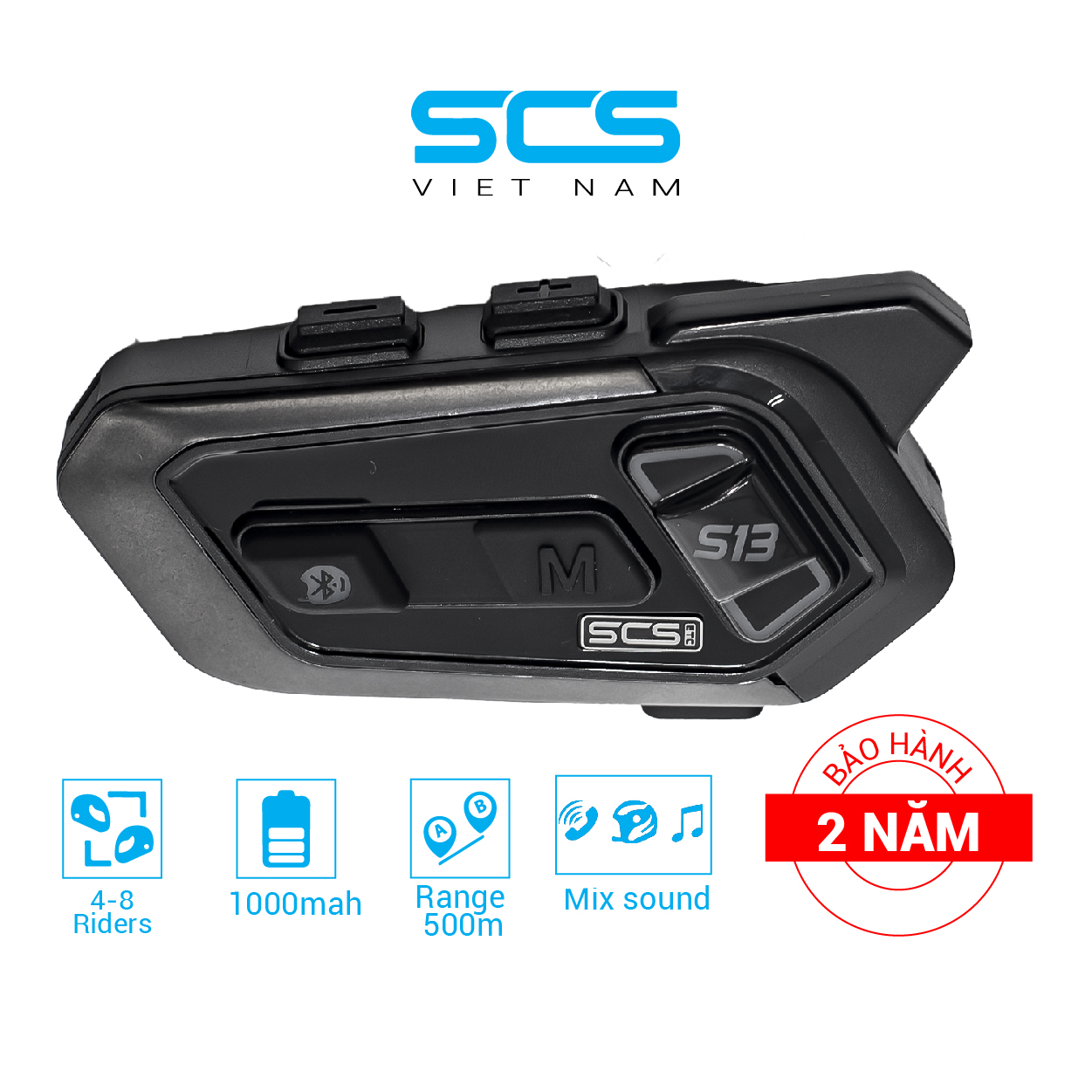 HÀNG CHÍNH HÃNG - Tai nghe mũ bảo hiểm mô tô phượt SCS Bluetooth helmet Intercom SCS S-13