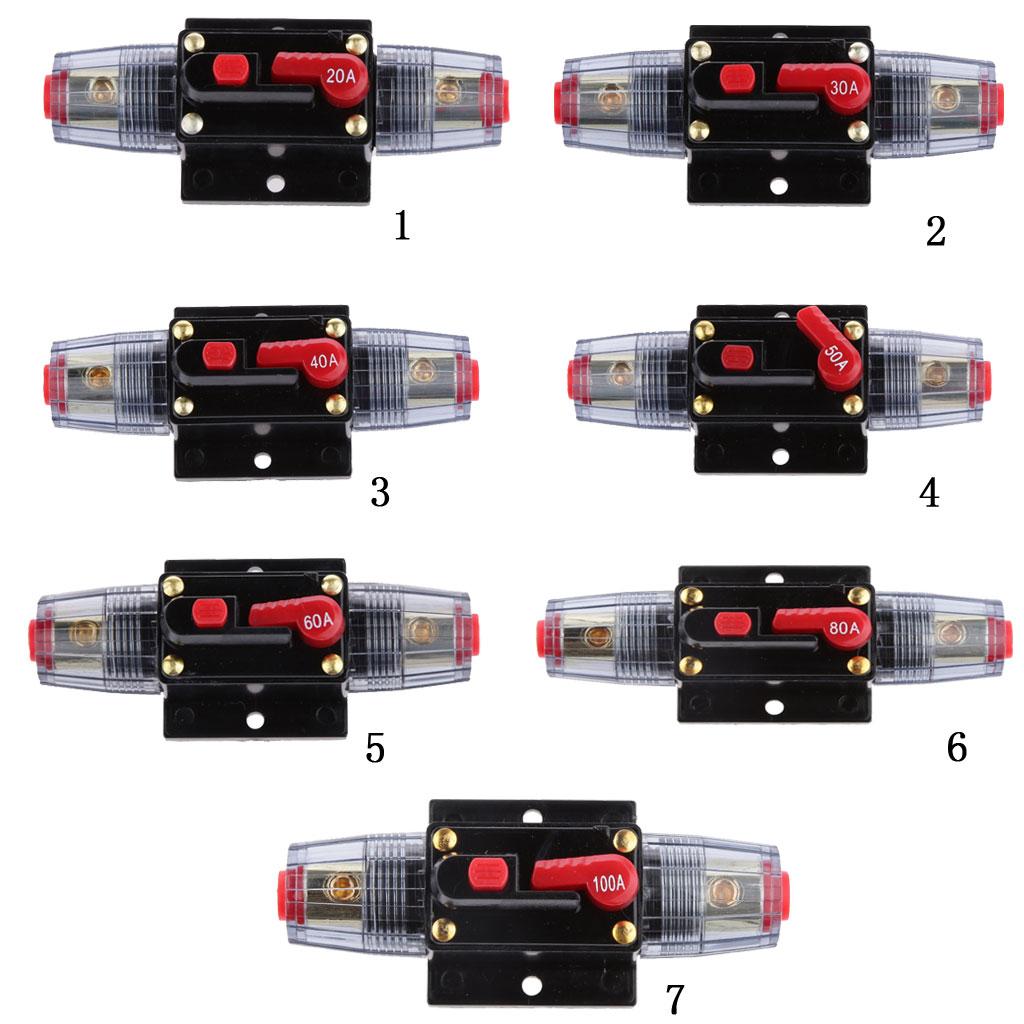 12V-24V Inline Auto Circuit Breaker 80A Manual Reset  Audio Fuse