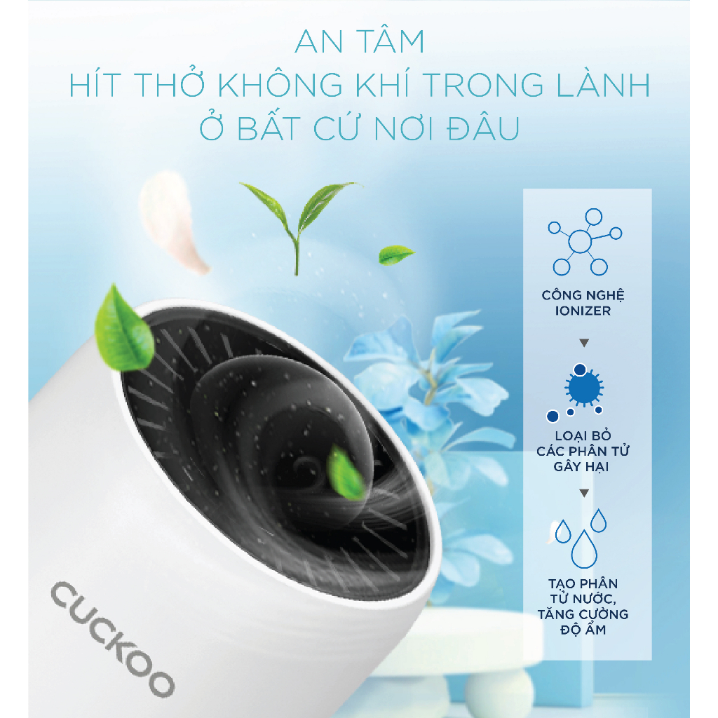 Máy lọc không khí Cuckoo CAC-AG0110FW/WHCKV Khuếch tán tinh dầu dùng trong xe ô tô - Hàng chính hãng Cuckoovina