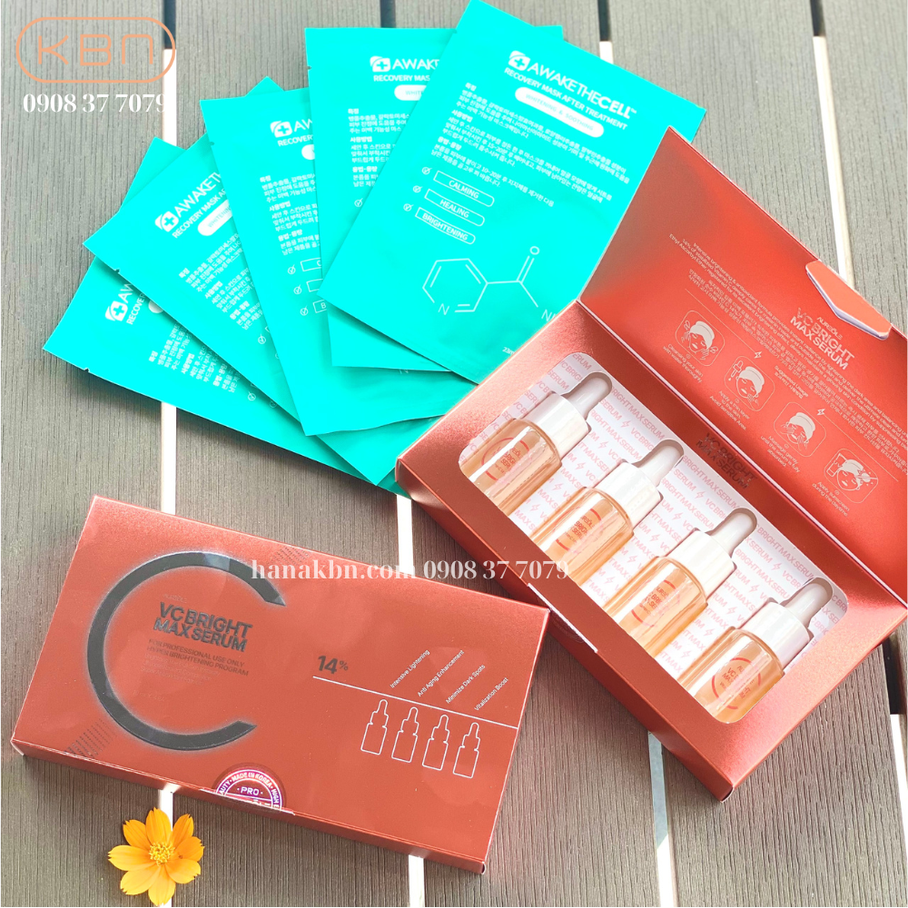 Combo 2 Bộ Serum Vitamin C - VC BRITGH MAX SERUM - Làm Sáng Da (Hàng Chính Hãng) + Tặng 5 mặt nạ Soothing