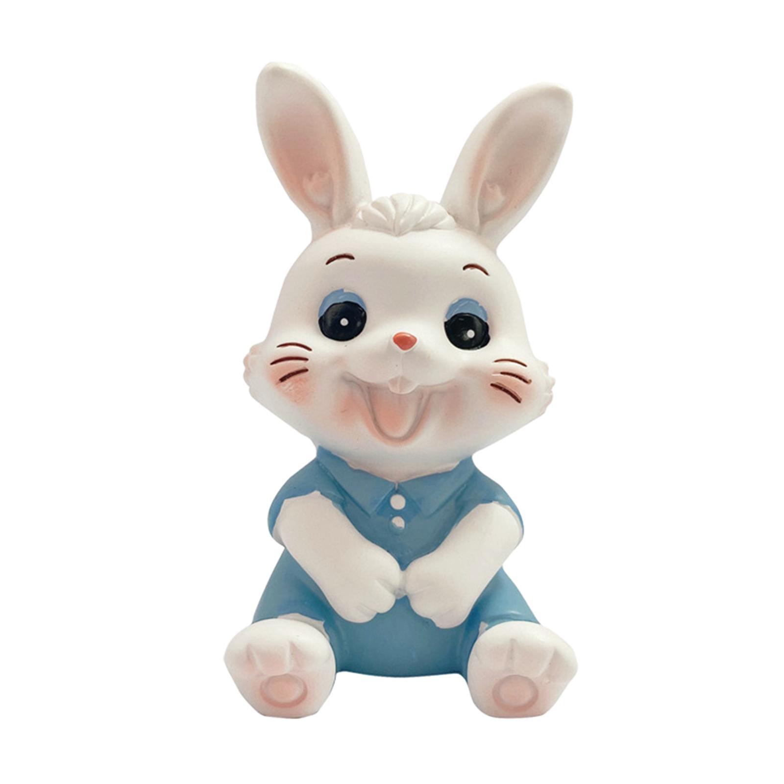 Cute Rabbit Statue Animal Figures Art Sculpture for Office Shelf Decoration