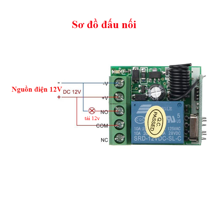 Công tắc điều khiển từ xa 12V DC 10A- mạch công tắc điều khiển từ xa dùng điện 1 chiều 12V DC