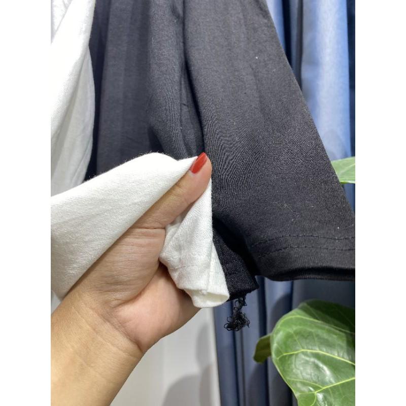 Áo thun tay dài sẻ tà đính nút Quảng Châu