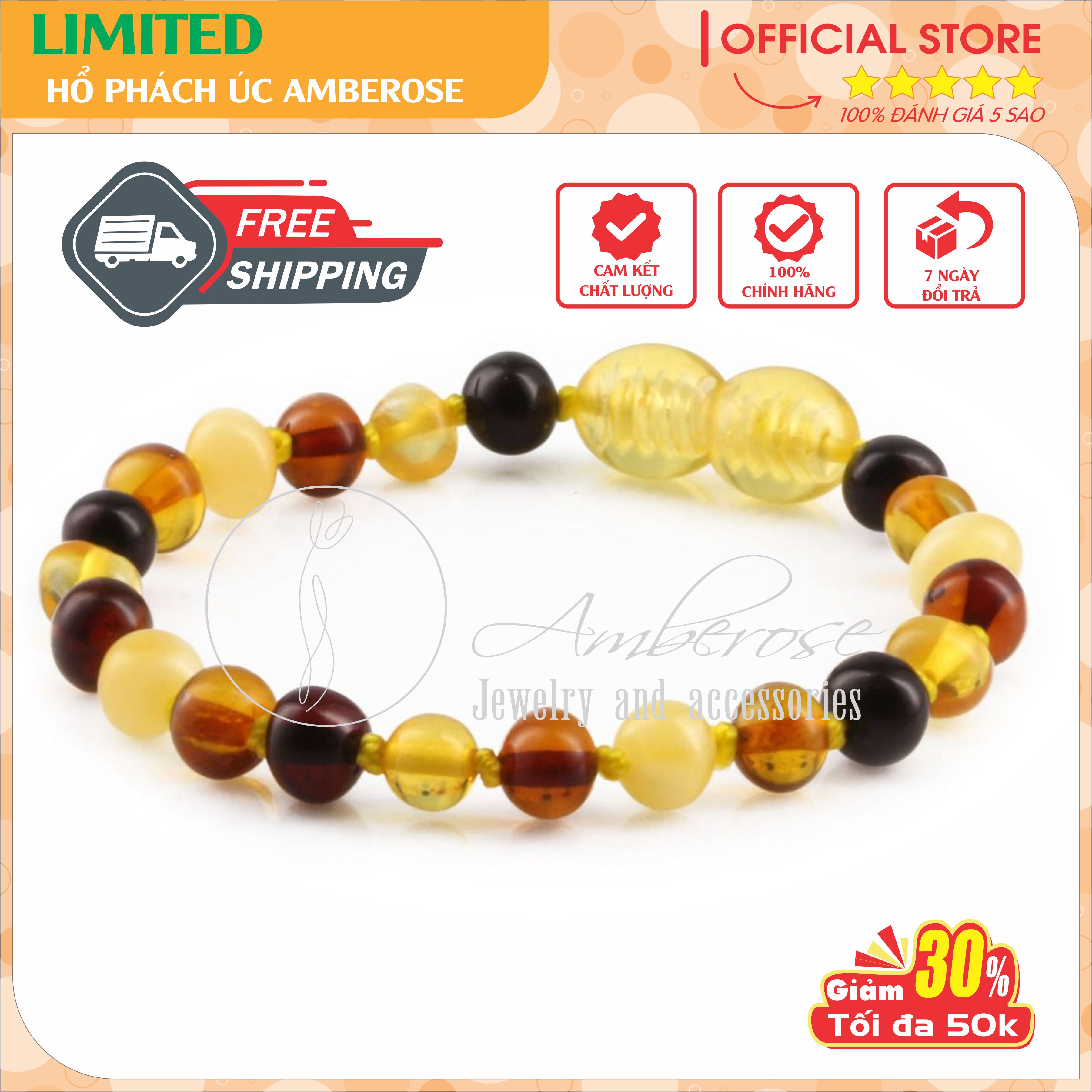 Bộ Vòng Hổ Phách Amber Úc Cho Bé 0 - 10 tuổi ( Mẫu Đặc Biệt ) SABLMTM4M221