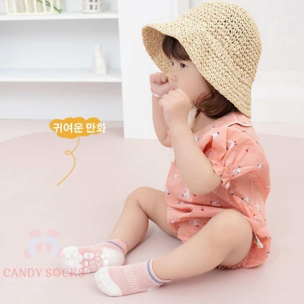 Tất trẻ em chống trượt, Set 5 đôi tất chống trượt chất cotton cổ thấp mềm mại thoáng khí cho trẻ sơ sinh