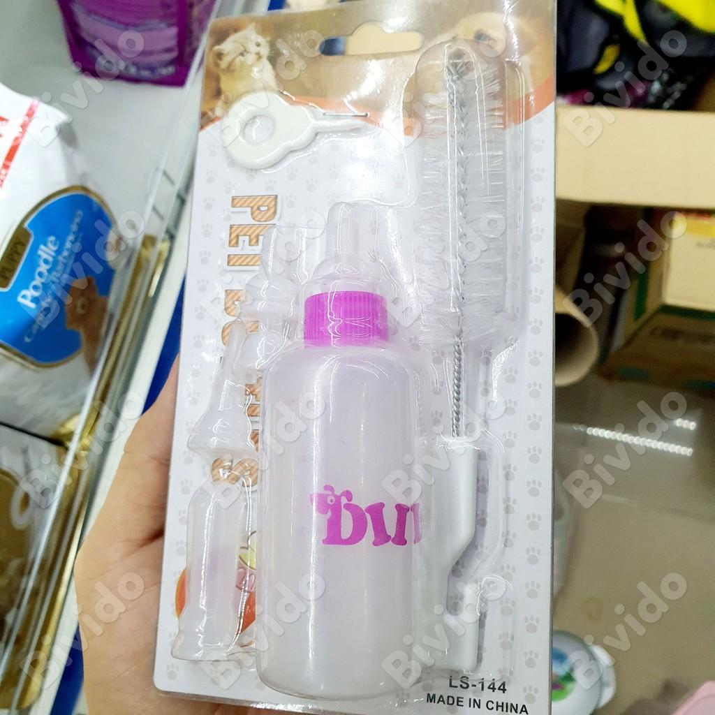Bộ bình sữa cho chó con mèo con thú cưng thể tích 60ml - Bivido