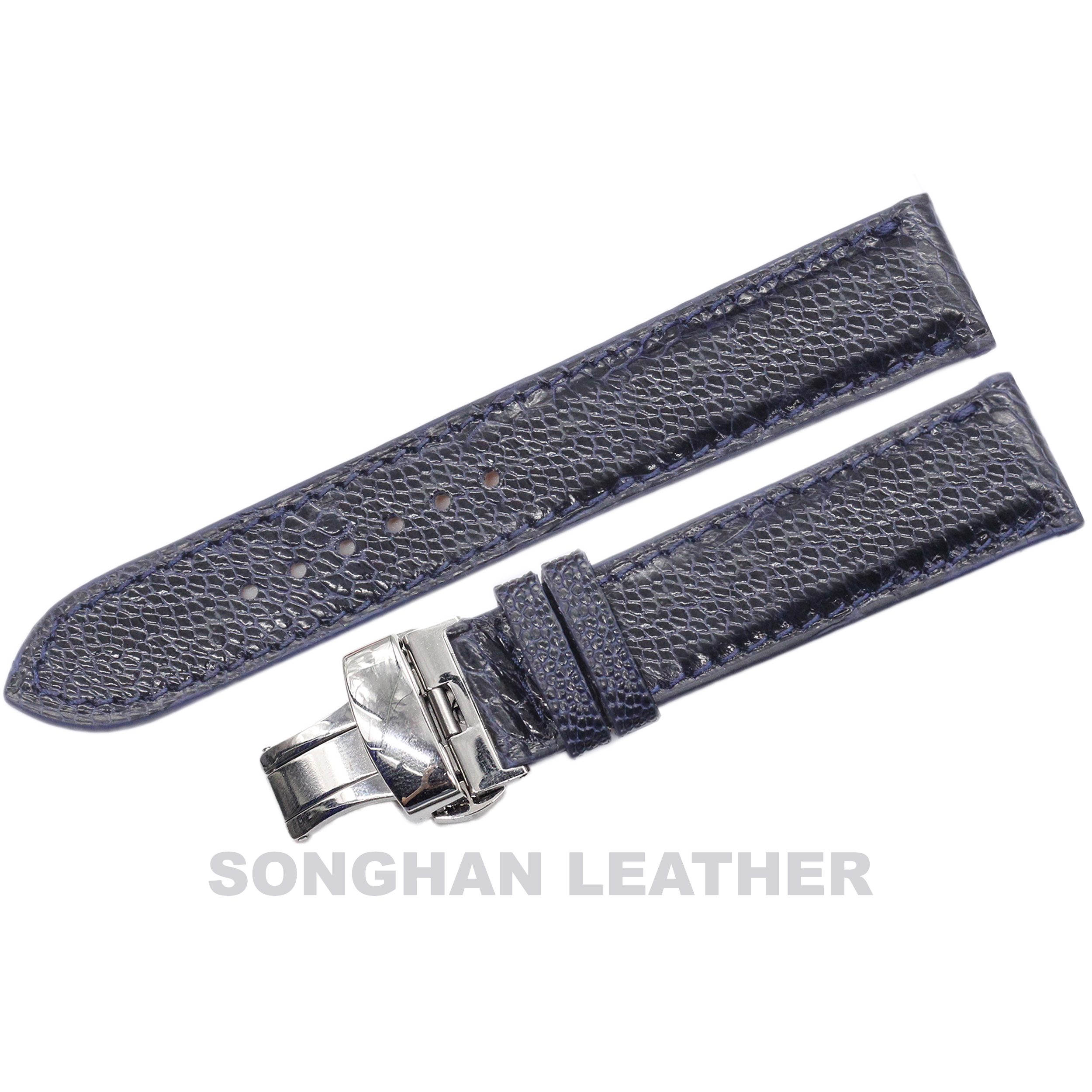 Dây Đồng Hồ. Dây Da Đà Điểu Gắn Chốt Thông Minh Kèm Khóa Gập Cao Cấp Chính Hãng Songhan Leather.Nhiều Size, Nhiều Màu.BẢO HÀNH 6 THÁNG