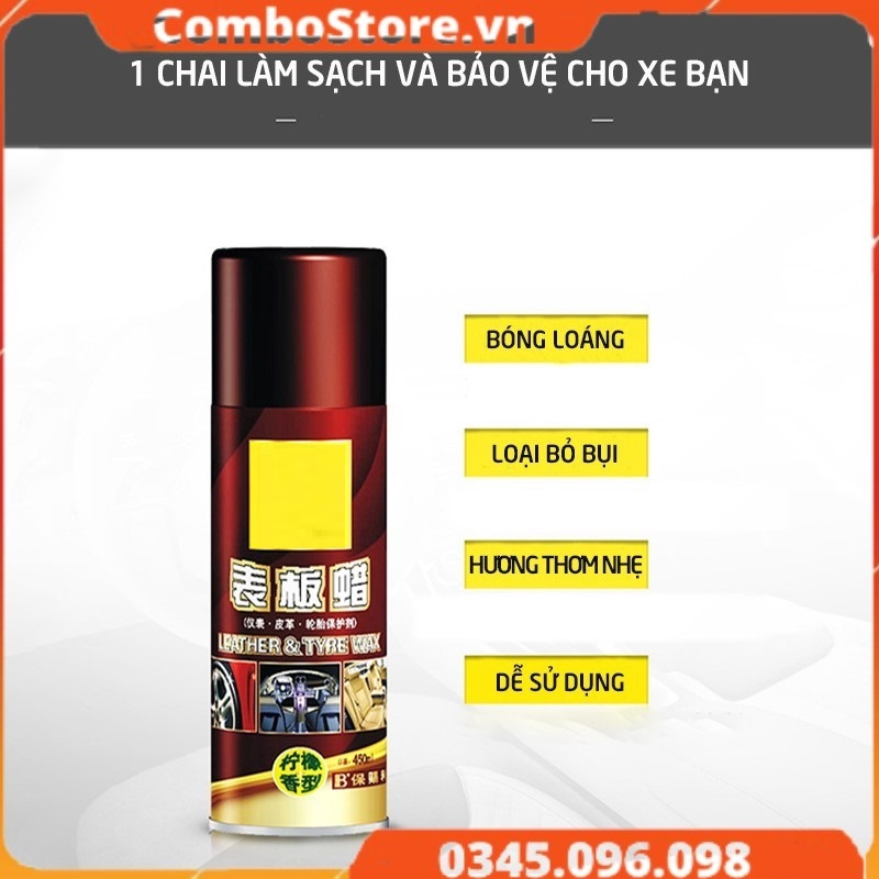 Chai xịt phủ Sáp đánh bóng taplo, đồng hồ xe hơi - Chai xit phủ Sáp làm bóng đồng hồ, taplo ô tô - Chai phủ sáp