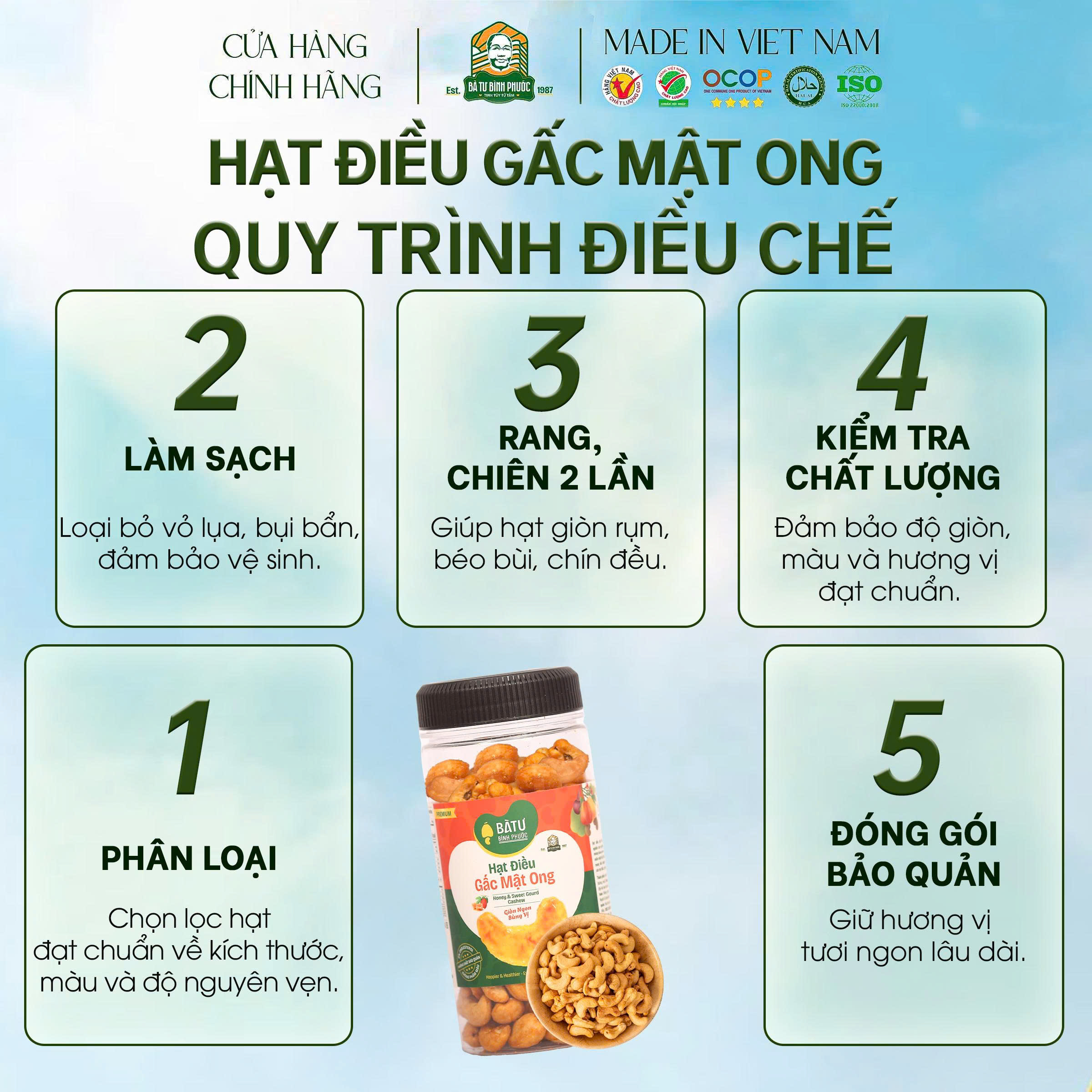 Hạt Điều Gấc Mật Ong Bình Phước 200g -  Giòn Rụm, Đậm Vị Tự Nhiên