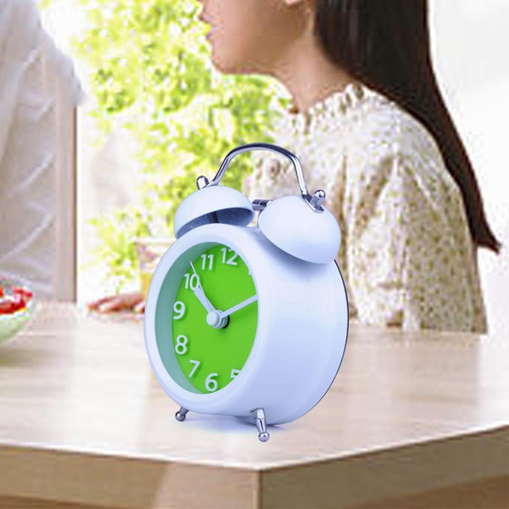 Classic Retro Vintage Double Bell Alarm Clock Silent Non-ticking Sweep Small Adorable Quartz Loud Alarm Clock with Night Light for Home Bedroom Bedside Office