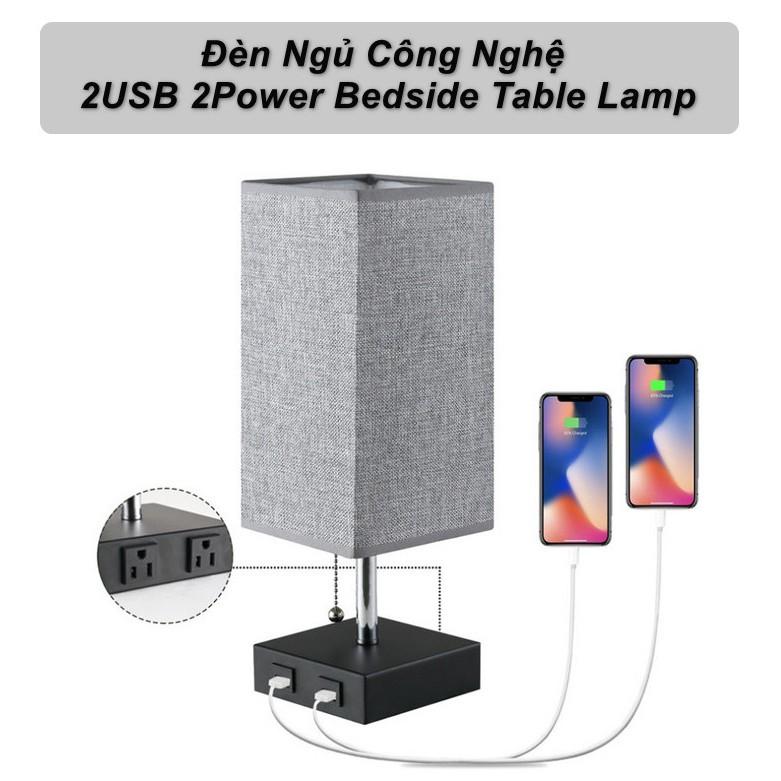 Đèn Ngủ Công Nghệ 2USB 2Power Bedside Table Lamp