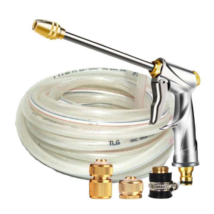 Rửa xe tưới cây Bộ dây và vòi xịt tăng áp lực nước 300% loại 30m cút đồng,nối đồng 206701-2