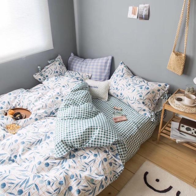 Set Cotton Hàn Quốc Dây Nơ Hàng Nhập Khẩu Cao Cấp 4 Món Quả Xanh