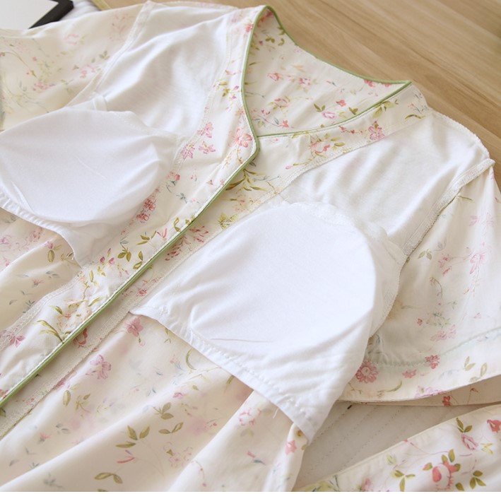 Bộ Đồ Pijama Nữ Mặc Nhà Ngắn Tay Azuno BN0405 Chất Liệu Cotton Lụa Có Lót Ngực Tiện Lợi Cho Mùa Hè