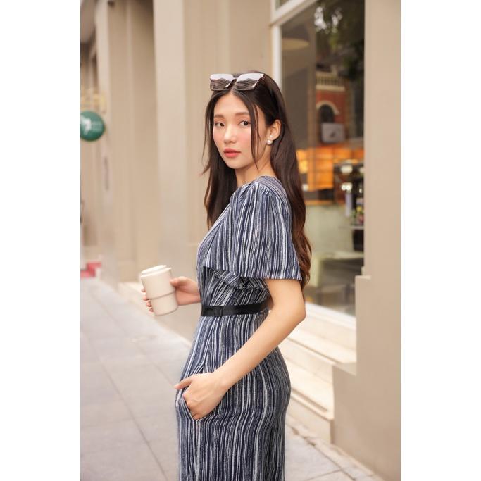 Jumpsuit nữ ống suông, tay loe, cổ thuyền, chất liệu cotton linen nhẹ mát CLARA MARE JUM4003