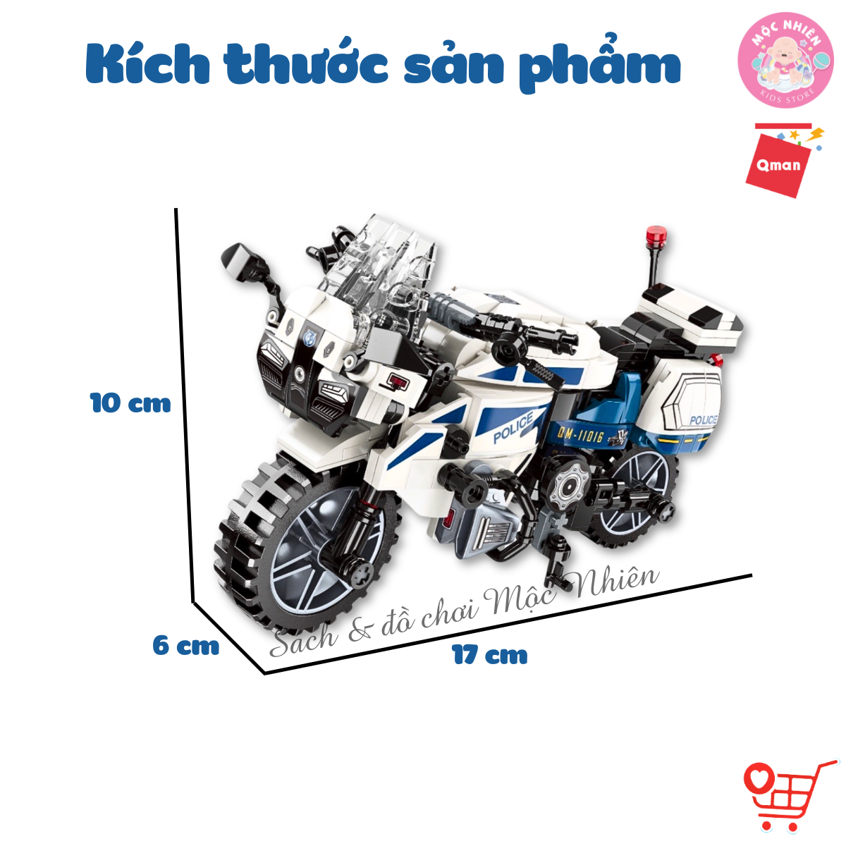 Đồ chơi lắp ráp xếp hình Qman 11016 - Mô tô cảnh sát (395 chi tiết) - Dành cho bé từ 6 tuổi