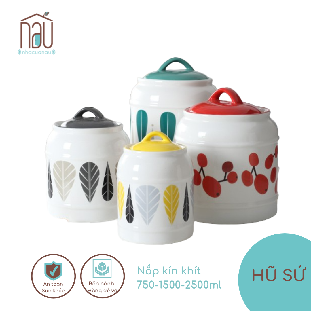 Hũ gốm sứ có gioăng cao su kín đựng hạt khô, hạt dinh dưỡng, đựng gia vị, đựng hạt cafe, hũ muối dưa cà, muối kim chi