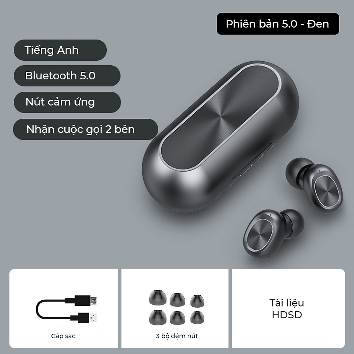 Tai nghe thông minh  cảm biến vân tay không dây , kết nối bluetooth 5.0 tiết kiệm pin - Hàng nhập khẩu