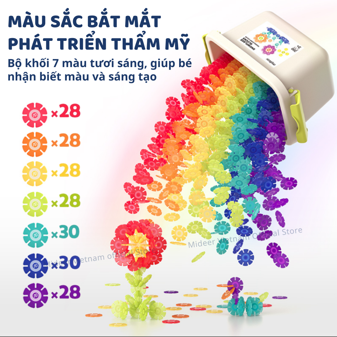 Đồ chơi sáng tạo ghép hình 3D Mideer Translucent Color Snowflake Blocks cho bé 3 4 5 6 7 tuổi