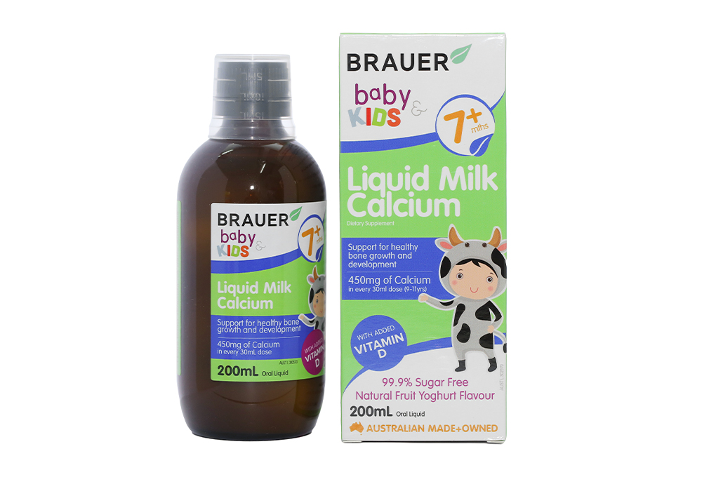 Canxi Dạng Sữa Brauer Baby &amp; Kids Liquid Milk Calcium 200ml