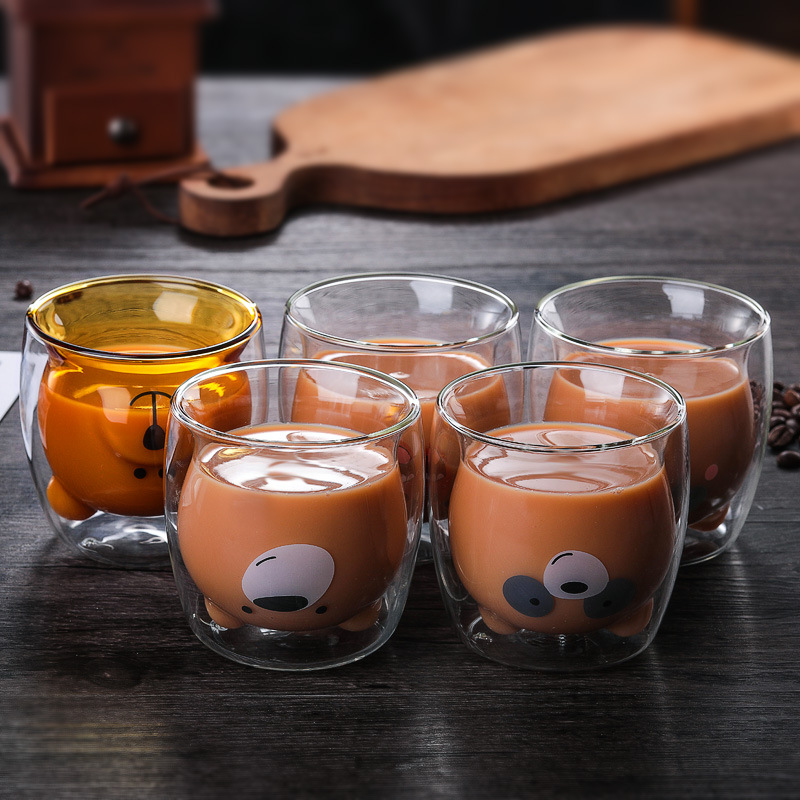 Ly Cách Nhiệt Thủy Tinh 2 Lớp Hình Mặt Gấu Ngộ Nghĩnh