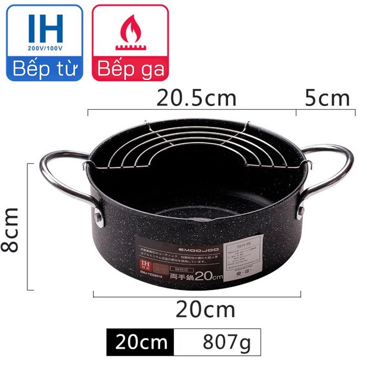 Nồi chiên dán sâu lòng chống dính đa năng dùng được cho mọi loại bếp tặng kèm vỉ gác dầu xuất nhật cao cấp