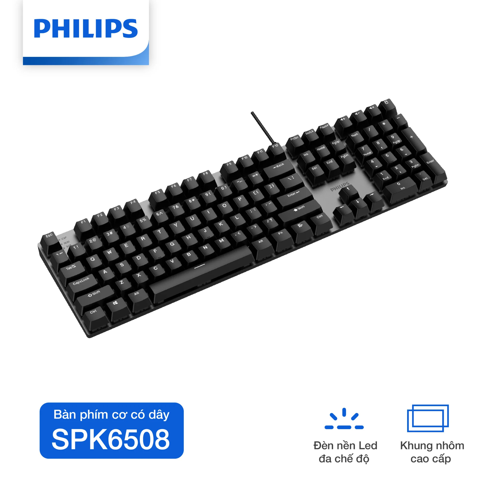 Bàn phím cơ có dây Philips SPK6508 - Hàng Chính Hãng