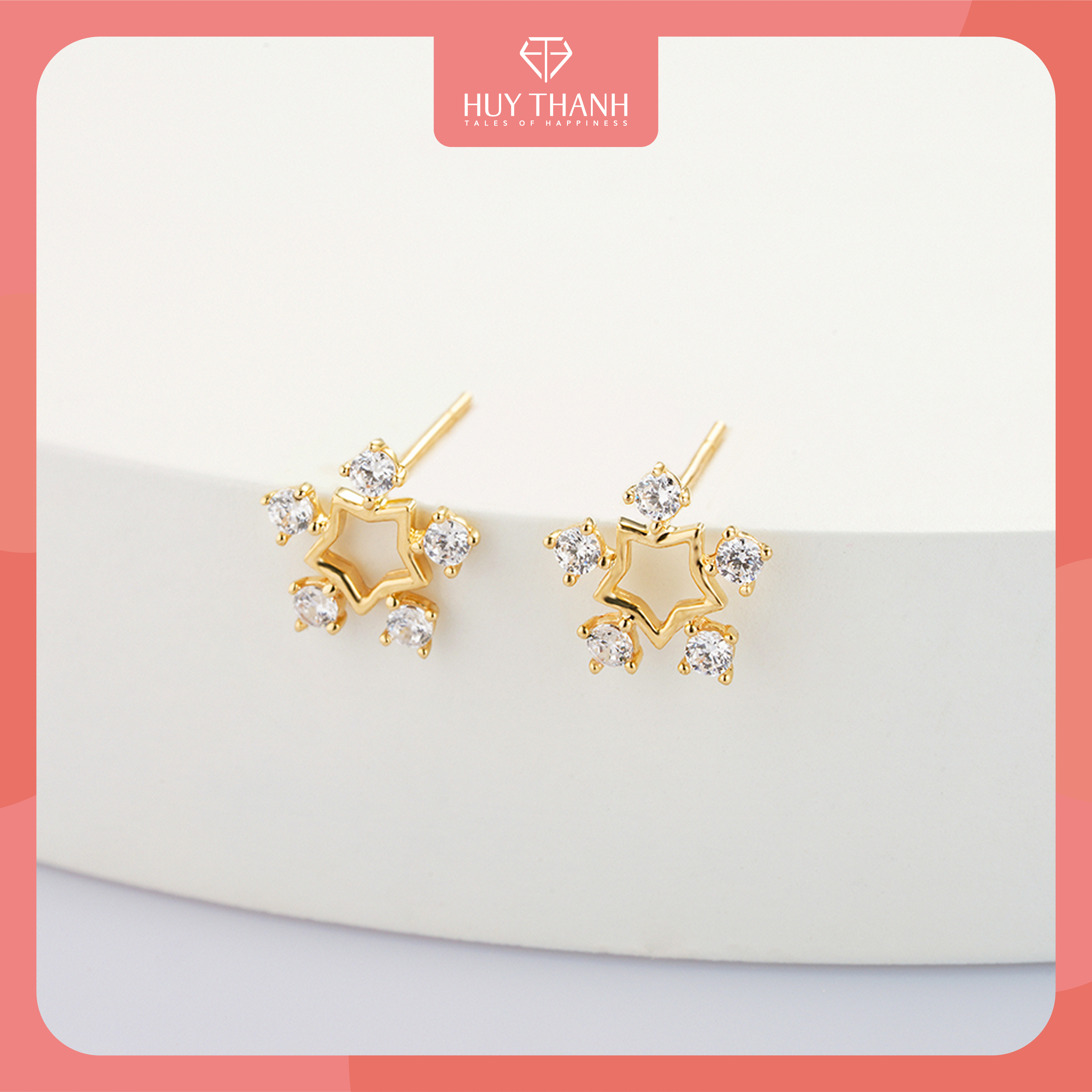 Bông Tai Nữ Vàng 14K BTAM86 Huy Thanh Jewelry