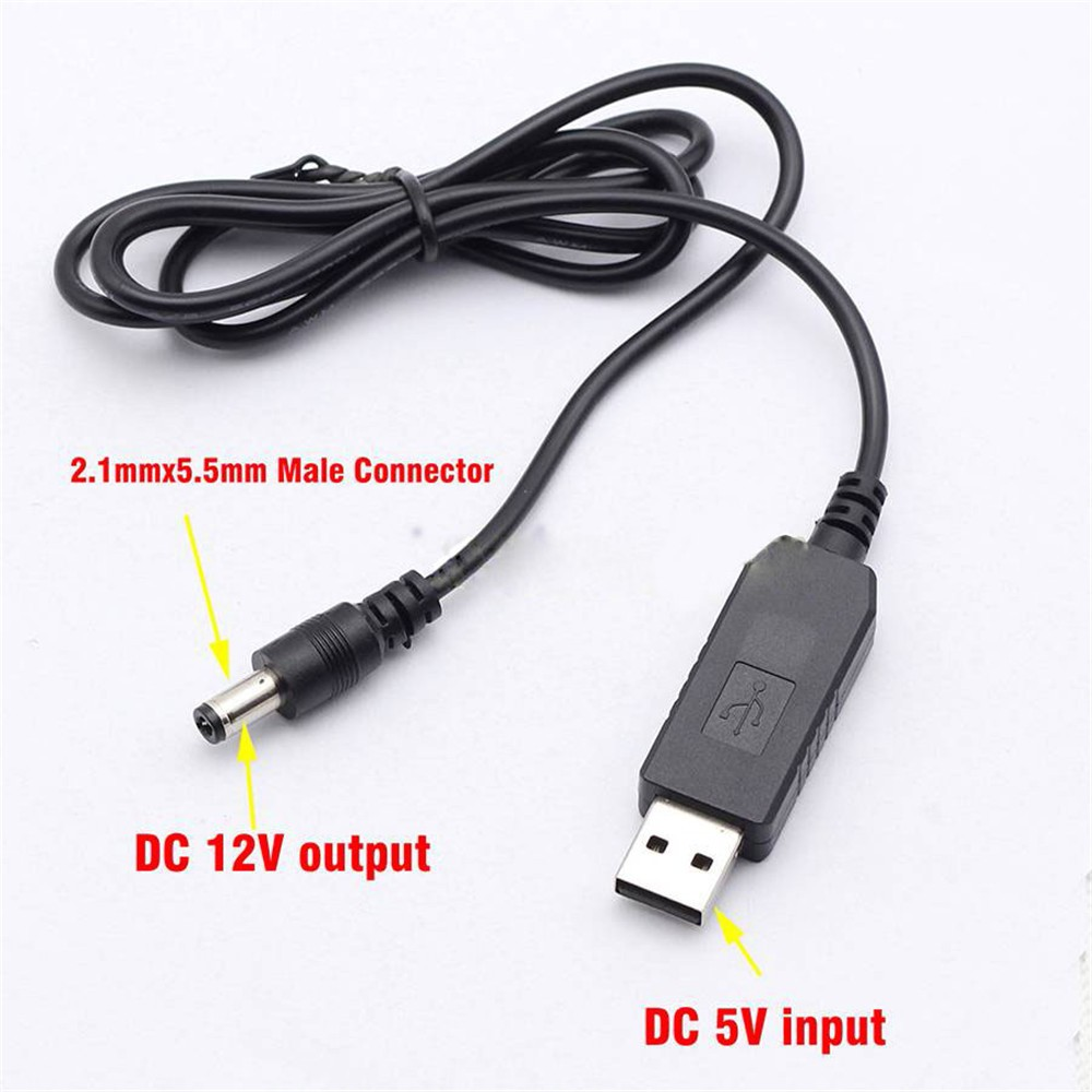 Cáp chuyển đổi điện áp DC 5V sang DC 9V / 12V đầu cắm USB 2.1x5.5mm dùng cho modem wifi cắm pin dự phòng khi cúp điện